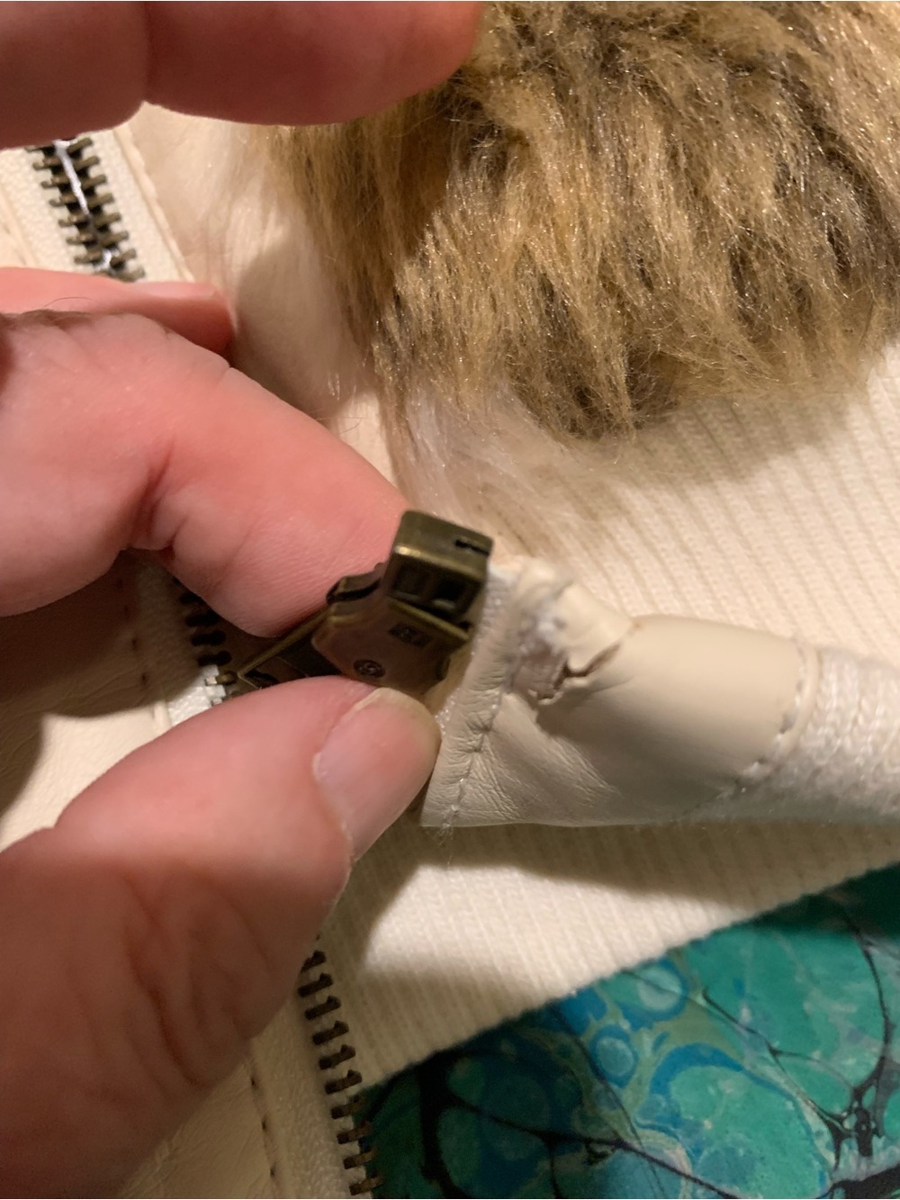 Vintage I Love H81 Faux Fur Bomber Jacket S - Picture 7 of 8